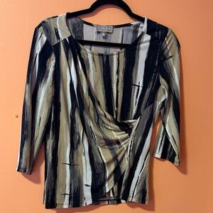 Laura Abstract Black and Tan Women's Blouse